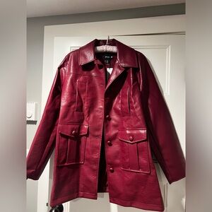 Premium Button Front Faux Leather Jacket